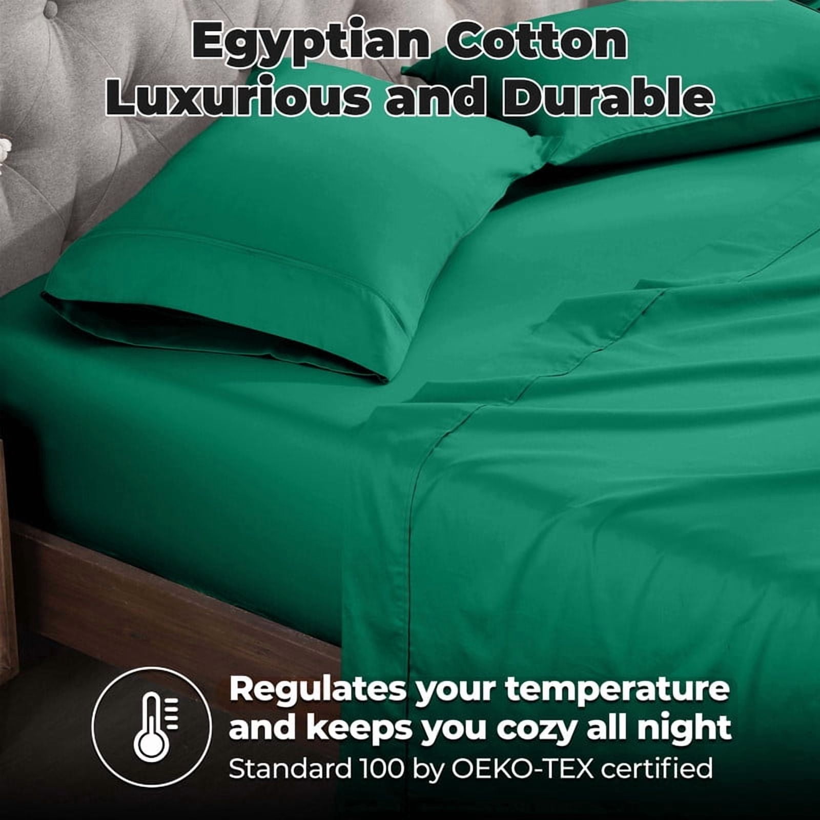 Superior Egyptian Cotton 400 TC Deep Pocket Sheet Set, Split King, Green