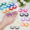 thumbnail image 3 of 14 Pairs 14 Colors Neon 80s Earring Colorful Hoop Earrings C-shaped Earrings Chunky Hoop Earring Acrylic Earrings Set Cute Statement Fashion Jewelry, 3 of 6