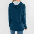 thumbnail image 4 of Women's Fashionable Solid Color Long Sleeved Loose Pile Neck Hooded Sweatshirt Top, Asymmetric Hem Fall Winter Fashion with Soft Material for Stylish Outfits,Dark Blue,2XL, 4 of 6