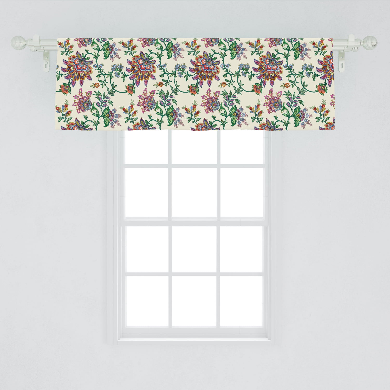 Bohemian Window Valance, Retro Colorful Flowers Pattern Exquisite ...