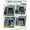 thumbnail image 5 of Ladcaser Outdoor 7'x12' Portable Storage Shelter, Heavy Duty Carport with Roll-up Ventilated Zipper Door and Windows, Gray, 5 of 8