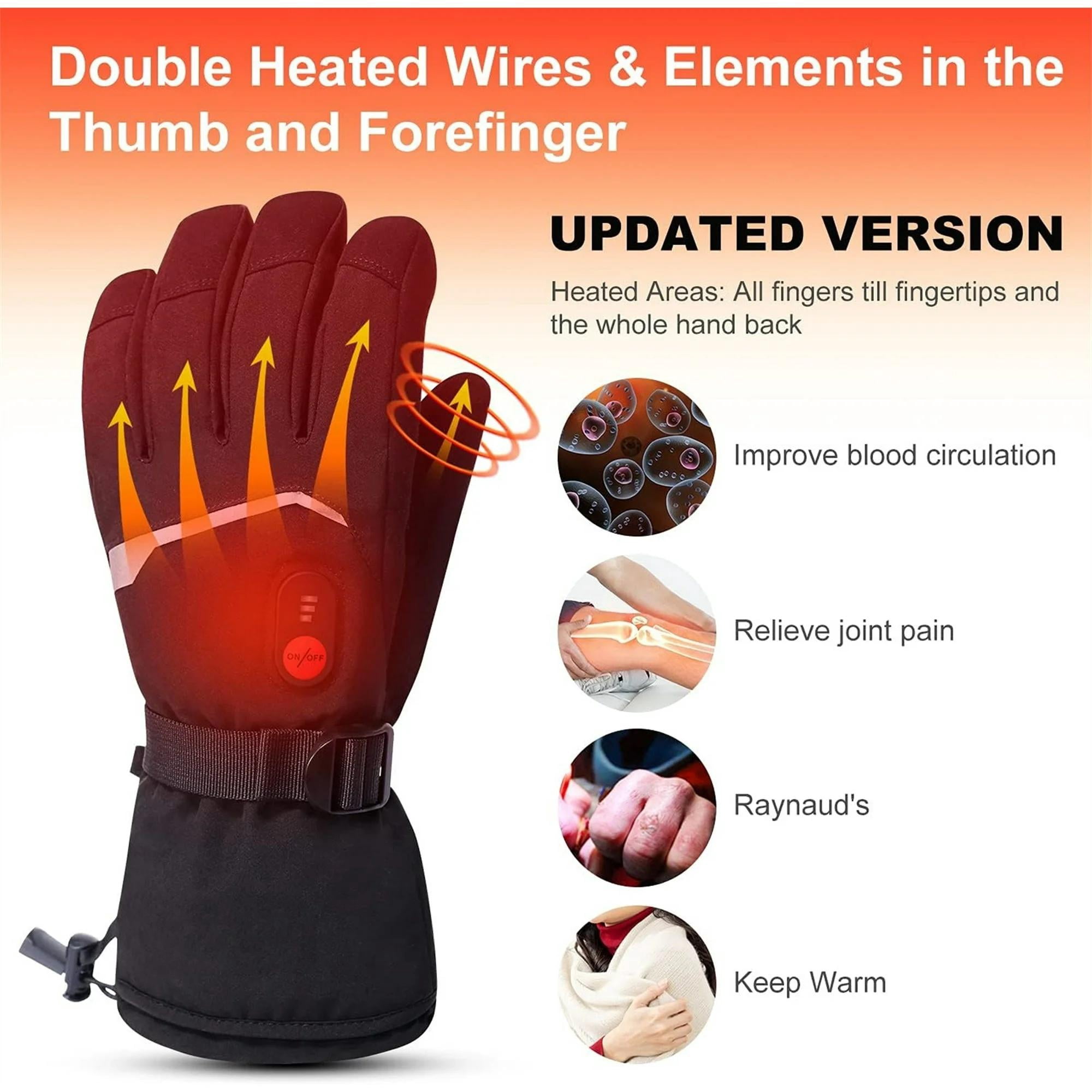 SAVIOR HEAT Heated Gloves Electric Rechargeable Battery Men Women 7.4V Heating Gloves Ski Motorcycle Work Snowboarding Hunting Hiking Camping Walking Arthritis Hands