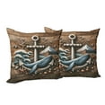 thumbnail image 5 of Ambesonne Nautical Throw Pillow Cover Pack of 2, Rustic Maritime Anchor Art, 2 Pcs-18"x18", Cocoa and Slate Blue, 5 of 5