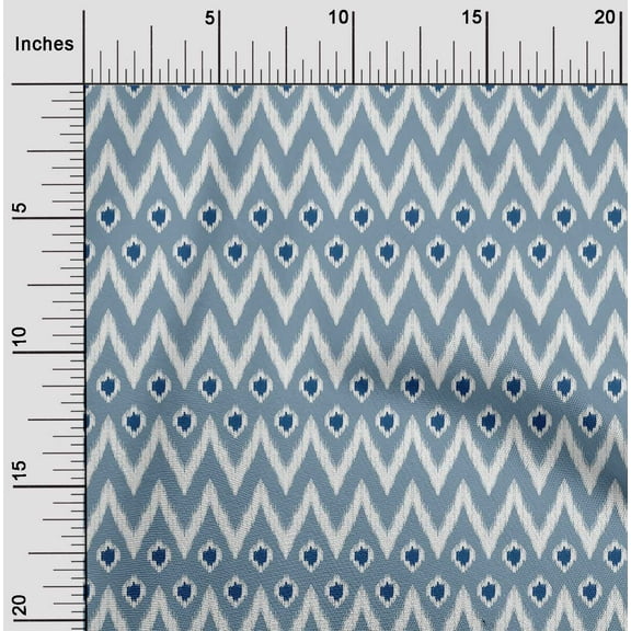 oneOone Organic Cotton Poplin Twill Fabric Chevron Ikat Print Fabric By Yard 42 Inch Wide