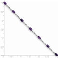 thumbnail image 2 of White Sterling Silver bracelet Gemstones Amethyst Oval Purple 7 in 3 mm, 2 of 2