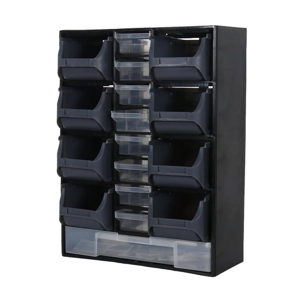 Organizador de piezas de hardware para montaje en pared, caja de herramientas con múltiples cajones para tornillos, tuercas y clavos. Negro