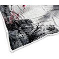 thumbnail image 5 of Japanese Cherry Blossom Throw Blanket, Asian Nature Landscape Mountain Cherry Branches Ink Painting Soft Warm Flannel Black White Grey Throw Blanket,60X80, 5 of 5