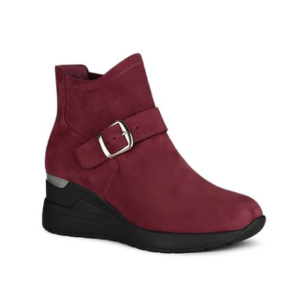 

Unique Bargains Women s Buckle Decor Platform Wedge Heel Ankle Boots