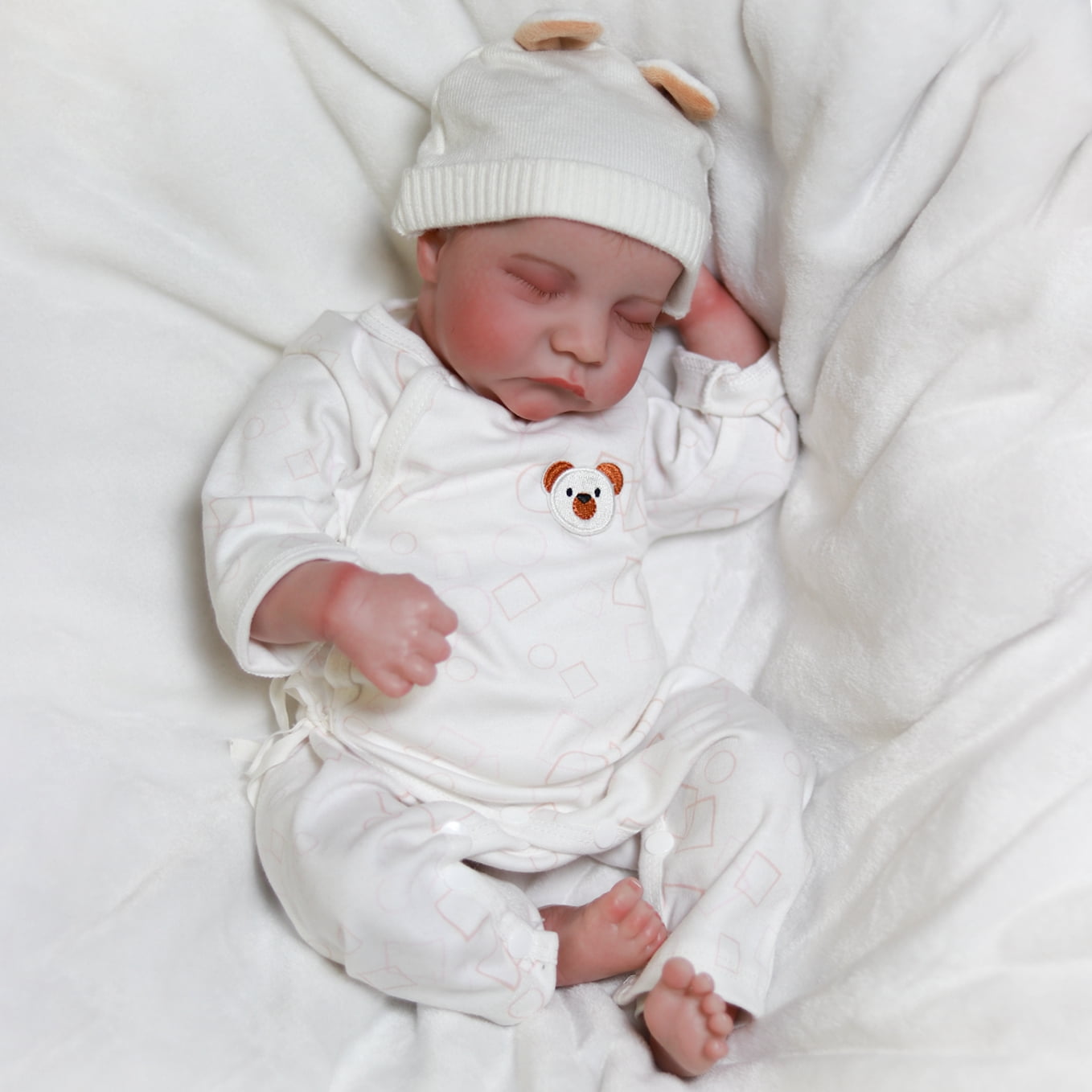 18 inch Lifelike Reborn Girl Doll Vinyl Realistic Newborn Sleeping Girl Soft Cloth Body Dolls Gift