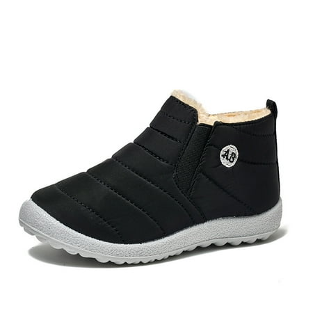 

Kids Snow Boots Solid Color Plush Warm Winter Ankle Boots For Boys And Girls