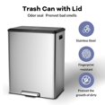 thumbnail image 7 of BENESKY Step Dual Trash Can, 30+30 Liter/ 8+8 Gallon Recycle Bins with Lid, 2 Removable Wastebucket, Step Pedal, Large Stainless Steel Double Trash Bin, Silver, 7 of 7