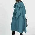 thumbnail image 5 of Dyfzdhu Long Trench Coats for Women Plus Size Hooded Loose Long Sleeve Solid Fall Winter Jacket With Pocket Lake Blue, 5 of 6