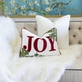 thumbnail image 6 of Throw Blankets JOY Embroidered Christmas Throw Pillow – 14x20" Velvet Lumbar Cushion in Red and White with Green Holiday Accents,Queen Size Blankets, 6 of 9