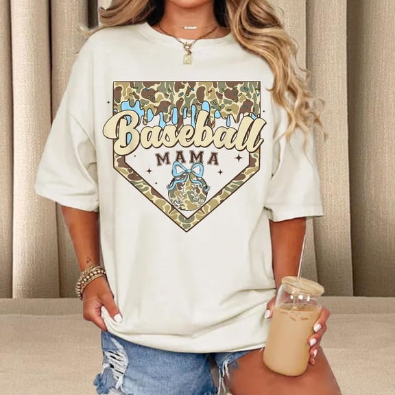 Baseball Icecreeam Drip Camo Mama Bow Mâm Shirt, Vintage Unisex Funny Shirt