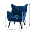 thumbnail image 5 of Velvet Vanity Chair, Accent Arm Chair for Living Room, Modern Home Leisure Chair, Comfy Upholstered Chair W/ Soft Arm, Back & Solid Wood Legs for Bedroom, Dressing Stool for Makeup Room, Navy, D4091, 5 of 7