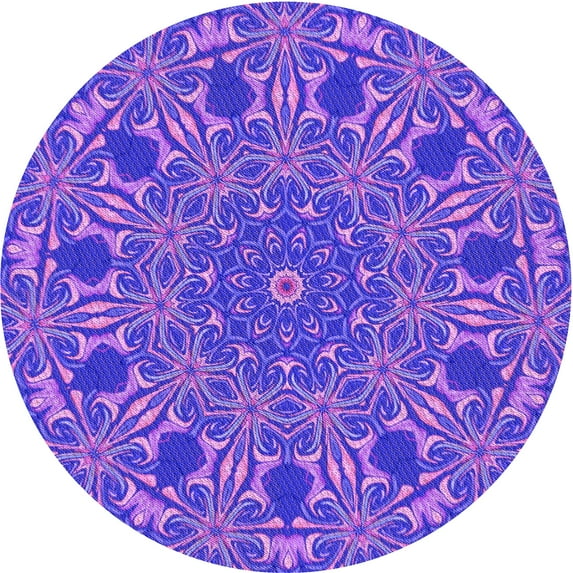 Ahgly Company Machine Washable Indoor Round Transitional Purple Area Rugs, 6' Round