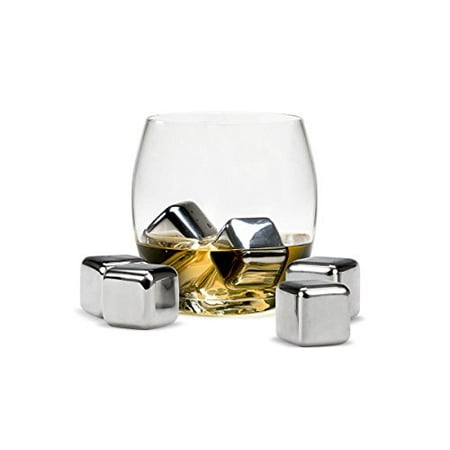 Acuvar Set of 6 Stainless Steel Reusable Ice Cube Stones ith Plastic Storage Box for Whiskey, Wine, Scotch, (Best Selling Scotch Whisky)