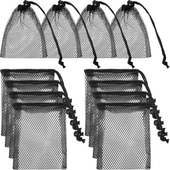 10pcs Small Mesh Bags Drawstring, Black Mesh Bags Drawstring, 7.8" X 5.9"Mini Nylon Net Bag with Cord Lock for Travel Laundry Stuff Organizing Storage Bag