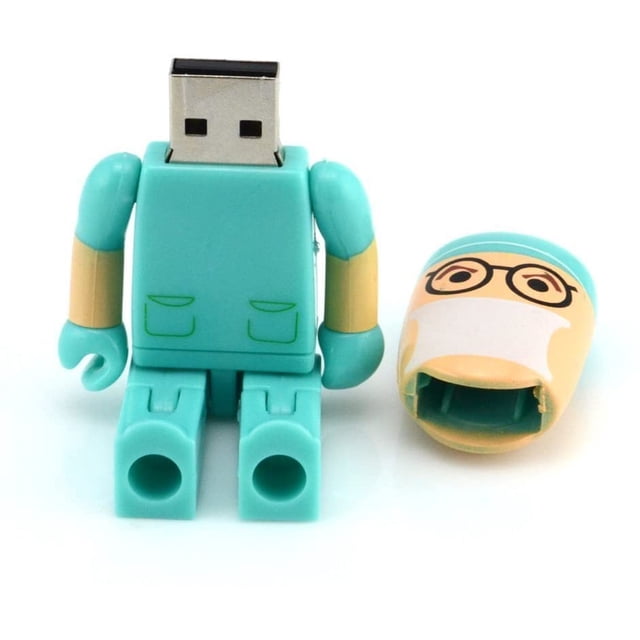 Creative Plastic Doctor Clé USB 2.0 Jouet Forme Style Robot Dessin Animé, Vert, 32 Go