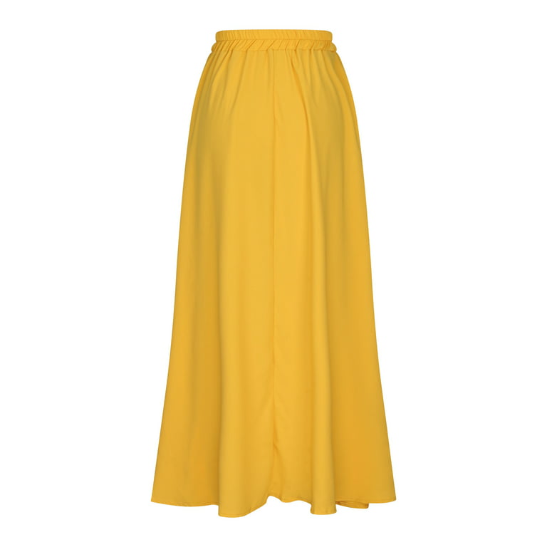 Maxi Skirt vintage Retro High Waist Pleated Long Skirts Back Bow with Belt  (US 6-16)