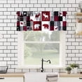 thumbnail image 6 of Bear Deer Buffalo Plaid Valance, Vintage Buffalo Plaid Patchwork Deer Bear Paw Mountain Pine Tree Cottage Style Window Curtain Valance for Bedroom Kitchen Living Room, One Panel 54x18in, 6 of 6