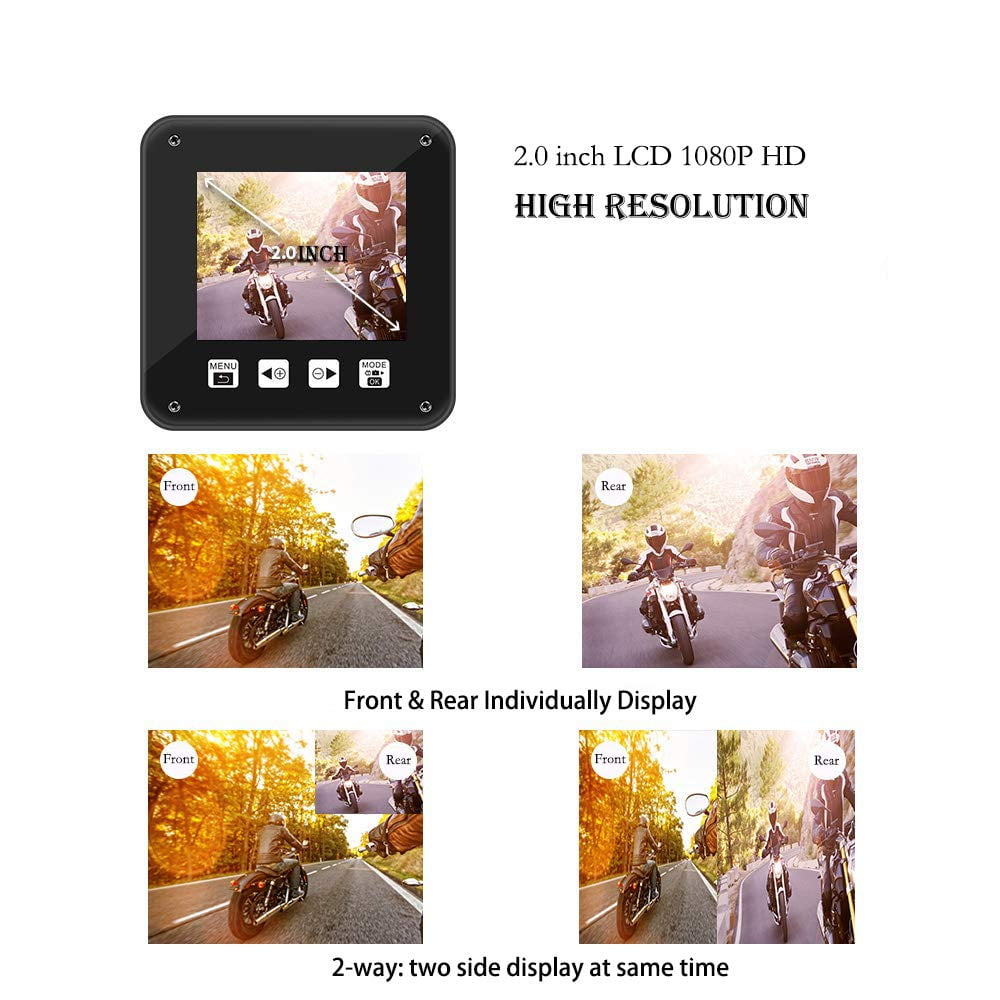 VSYSTO HD 1080P No Screen Motorcycle Dash Cam, WiFi Night Vision