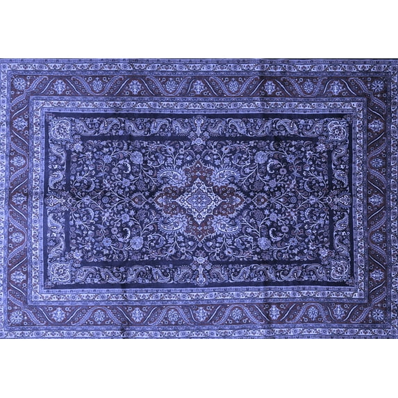 Ahgly Company Machine Washable Indoor Rectangle Persian Blue Traditional Area Rugs, 7' x 9'