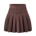 thumbnail image 3 of Tfken Summer Skirts For Women Solid Color High Waist Mini Pleated Skirts Trendy Daily Wear Female Comfortable Clothes Brown, 3 of 4