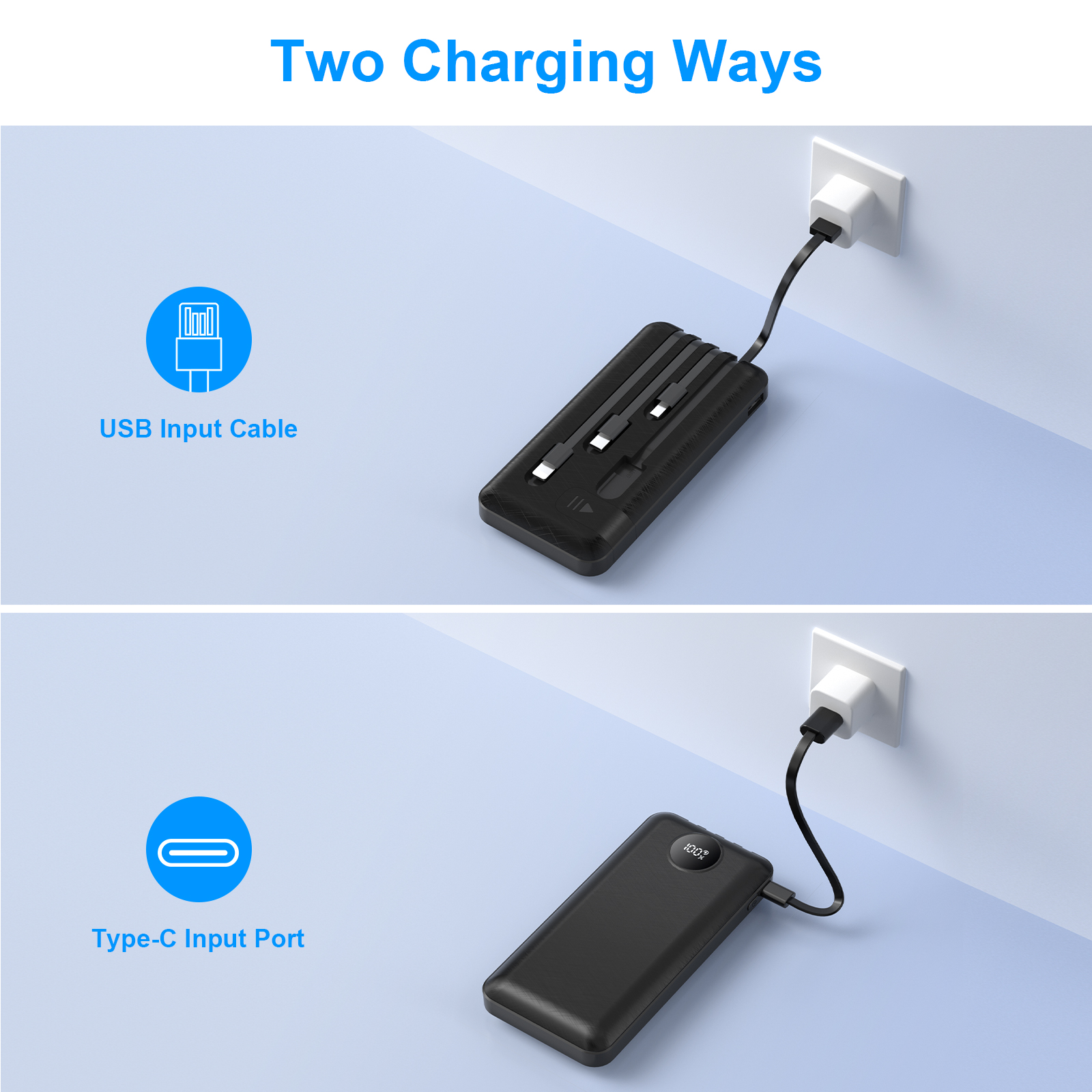 Yelomin 20000mAh Power Bank with 4 Built-In Cables and LED Display photo 4