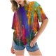 thumbnail image 1 of Blusa informal de manga corta con estampado de teñido anudado y cuello redondo para mujer OAVQHLG3B Store  lin121212, 1 of 4