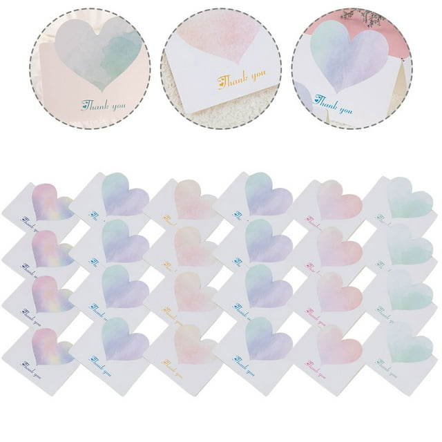 OULII 60Pcs Heart Shaped Greeting Cards Style Fresh Design Valentine's Day Blessing Cards for Festive Atmosphere