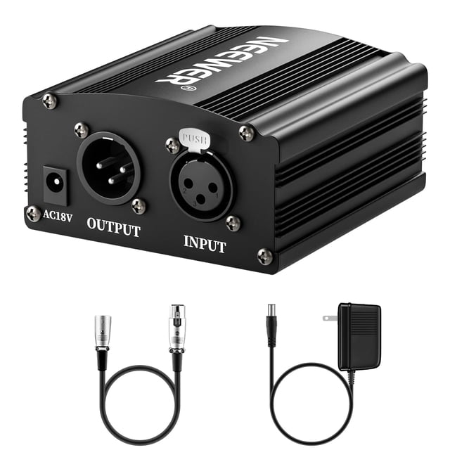 Fuente de alimentación Phantom Neewer de 48 V y 1 canal con adaptador y cable