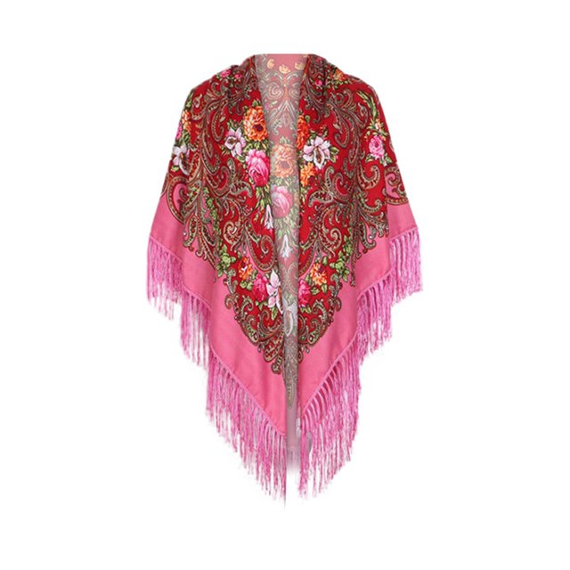 Foulard Personnalisée pour Femmes 2025, Imprimé Hiver, Franges, Carrée, Chapeau de Voyage