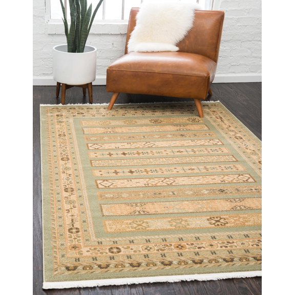 Rugs.com Kashkuli Gabbeh Collection Rug – 8' x 11' Light Green Medium Rug Perfect For Living Rooms, Large Dining Rooms, Open Floorplans