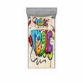 thumbnail image 2 of Music Bedding Set with Sheet & Covers, Illustration of Graffiti Style Lettering Headphones Hip Hop Theme on Beige Bricks, Printed Bedroom Decor 2 Shams, 4 Sizes, Multicolor, by Ambesonne, 2 of 3