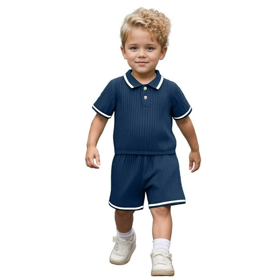 Vividxx Toddler Boys Short Sleeve Striped T-Shirt Tops Shorts Gentleman Outfits Sets Trendy Dailywear