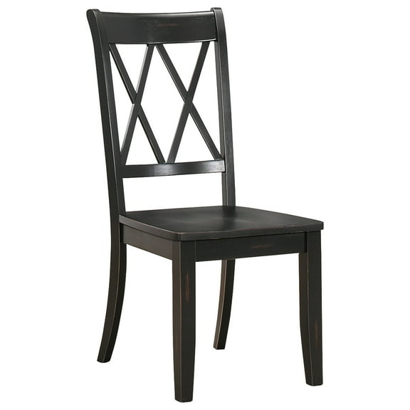 JERFIT Black X-Back Side Chairs, Set of 2 for Dining Room, Transitional Cross Back Design Wooden Chairs, Black Finish Kitchen Breakfast Accent Chairs