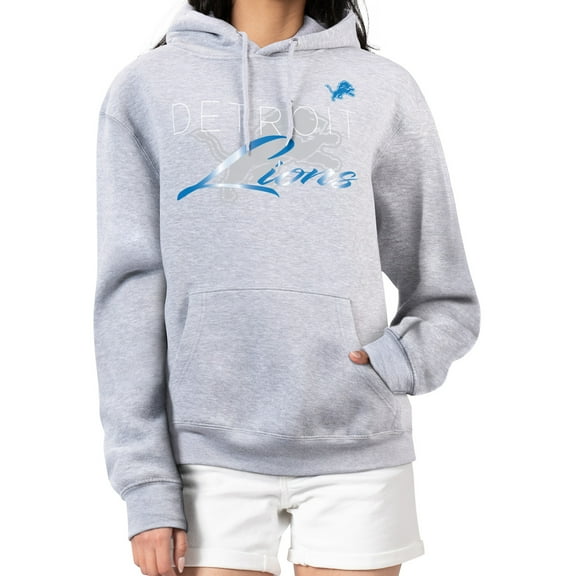 Women's G-III 4Her by Carl Banks Gray Detroit Lions Shadow Logo Fleece Pullover Hoodie