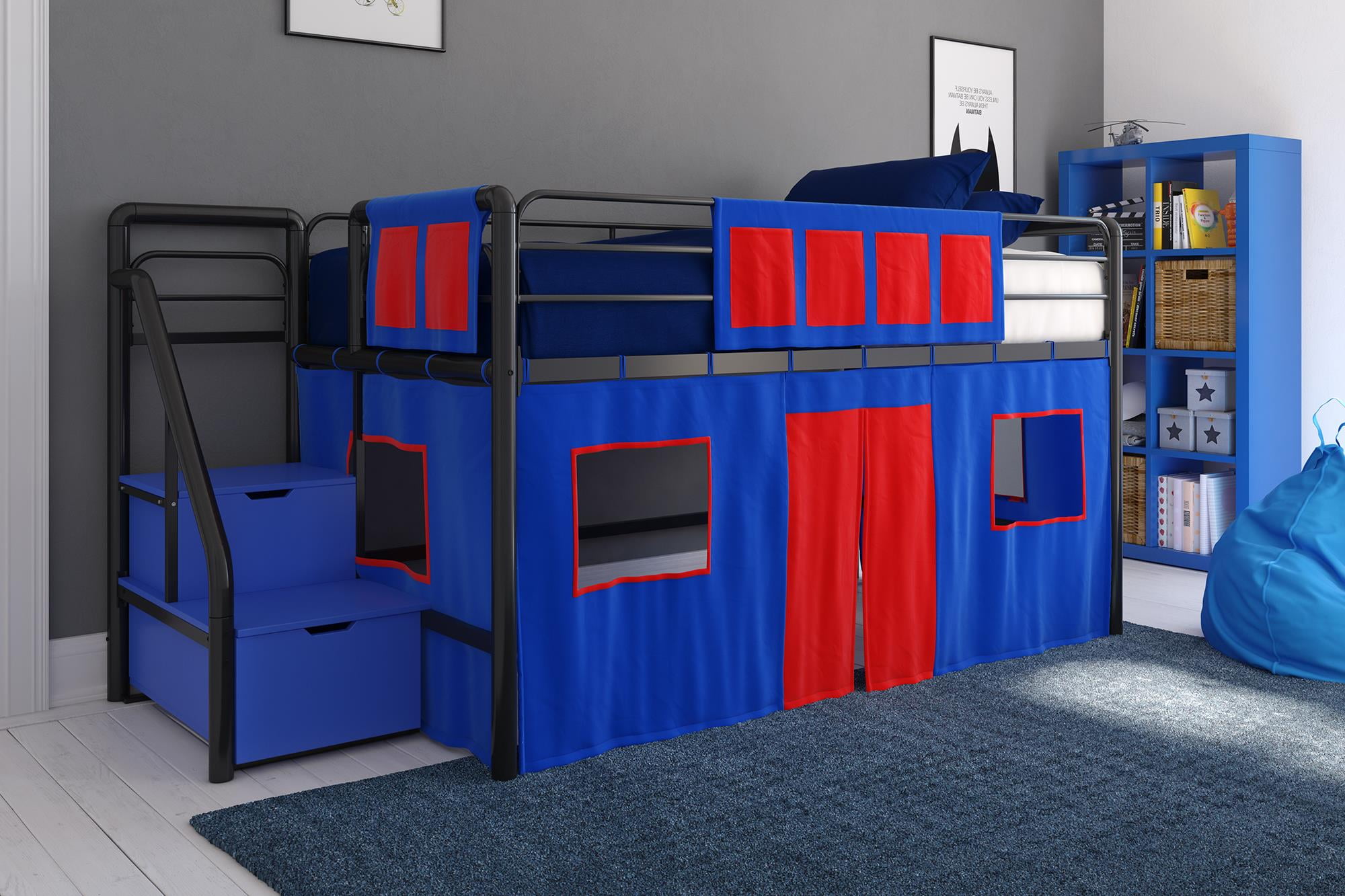 dhp junior twin loft bed with storage steps