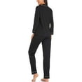 thumbnail image 4 of Cqxid525 Thermal Underwear Set Women's Pure Color Cotton Long Sleeve Pajamas Slim Homewear Tops Pants Set Base Layer Top & Bottom Long Johns Black 1PC, 4 of 8