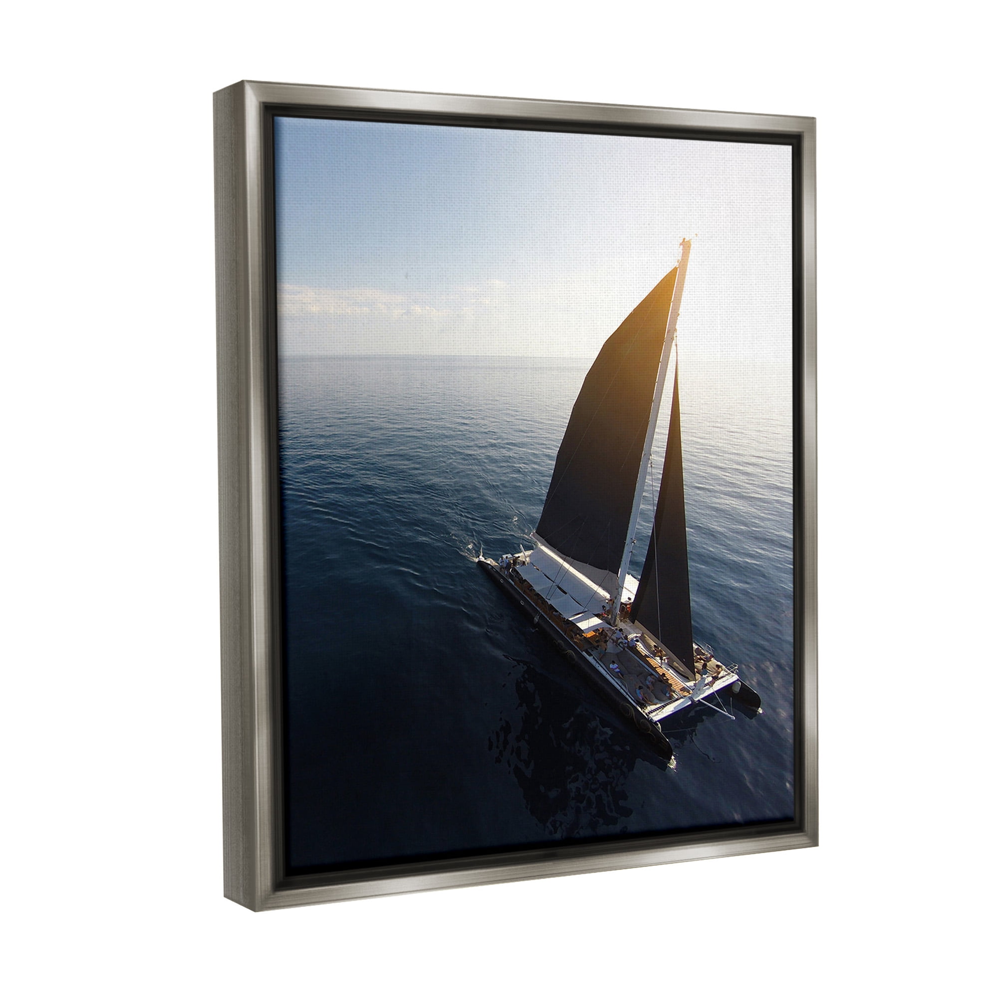 Stupell Industries Nautical Barge Photography Transportation Photography Gray Floater Framed Canvas Art Print Wall Art, 17 x 21