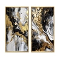 thumbnail image 2 of Designart "River of Joy Abstract in Gold, Black, and White I" Abstract Painting Framed Wall Art Set Of 2 - Modern Gold Gallery Wall Frame Set For Home Decor, 2 of 6