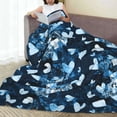 thumbnail image 6 of Honeii Ice Blue Heart Print Fleece Blanket - Throw Blanket for Bed, Sofa, Couch, Camping, and Travel , Microplush Ultra Soft Warm Blanket-50"x40", 6 of 7