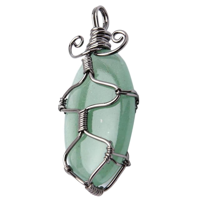 Colgante de Labradorita en Alambre Colgante de Lágrima de Piedras Naturales Collar Colgante de para Mujeres Niñas Reg Verde Yinane Colgantes de cristal sinuoso
