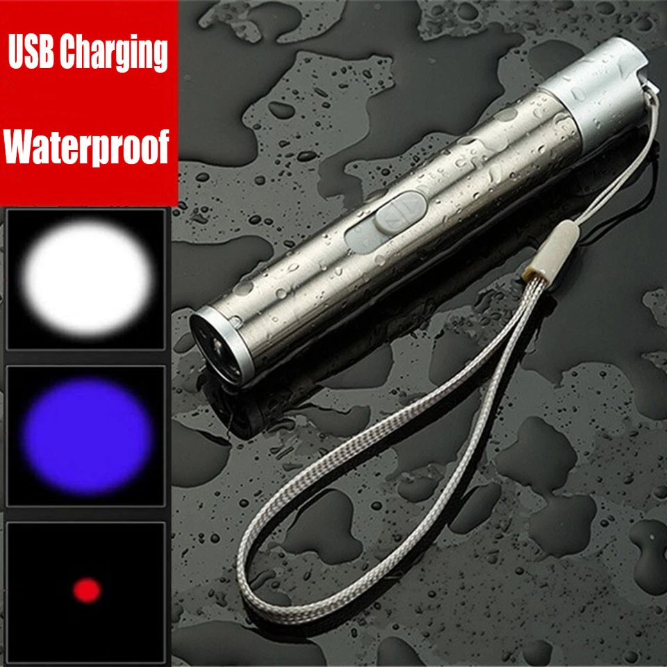 CIRCLE- Usb Rechargeable Red Laser Pointer Pen Single Beam Mini Led Flashlight Uv Light