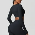 thumbnail image 2 of Olyvenn Seamless Long Sleeve Crop Gym Shirts for Women Quick Dry Crew Neck Workout Yoga Tops Casual Women Shirt Black L, 2 of 6