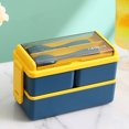 thumbnail image 2 of Visland 1400ML Double Plastic Lunch Box Three compartments Sealed Avoid Food Mixing Perfect Meal Match Microwave Lunch Box, 2 of 10