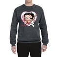 thumbnail image 2 of Wild Bobby, Betty Boop Heart Blowing Kiss Dog Betty Boop Unisex Crewneck Sweatshirt, Charcoal, 3X-Large, 2 of 5