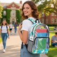 thumbnail image 2 of Xoenoiee Turtle Flower Palm Leaves Print Clear Backpack for Girls Transparent Backpacks See Through Schoolbag Clear Bookbag Travel Daypack for Stadium Events Concerts Work Festival Security Travel, 2 of 7