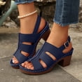 thumbnail image 2 of Dakaela Women's Platform High Heels Chunky Block Heeled Sandals Slingback Open Toe Comfortable Wedding Party Prom Dress Shoes Size 6-10 Blue, 2 of 9